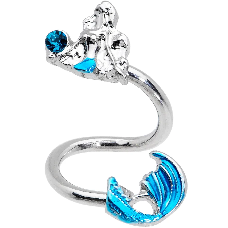 Aqua Gem Blue Mermaid Spiral Twister Belly Ring