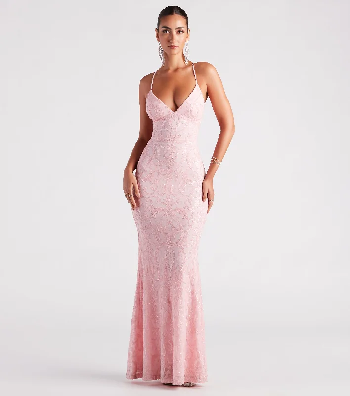 Bethanie Formal Sequin V-Neck Mermaid Dress