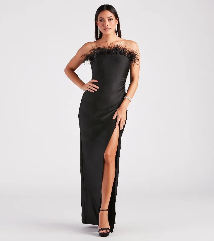 Blake Formal Strapless Feather Mermaid Dress