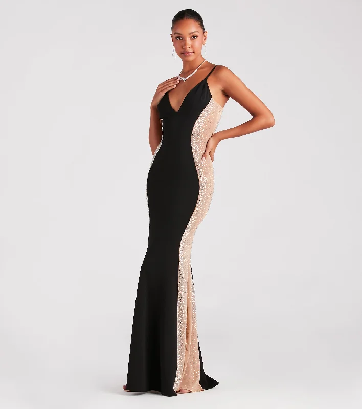 Jemma Rhinestone Sheer Mesh Formal Mermaid Dress