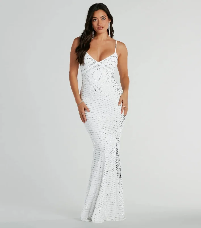 Leni V-Neck Mermaid Rhinestone Formal Dress