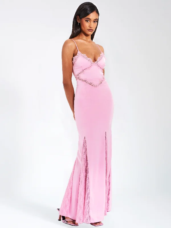 xandria-pink-lace-satin-mermaid-flare-maxi-dress