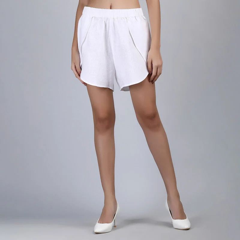 White Linen Shorts For Women | Layered Shorts