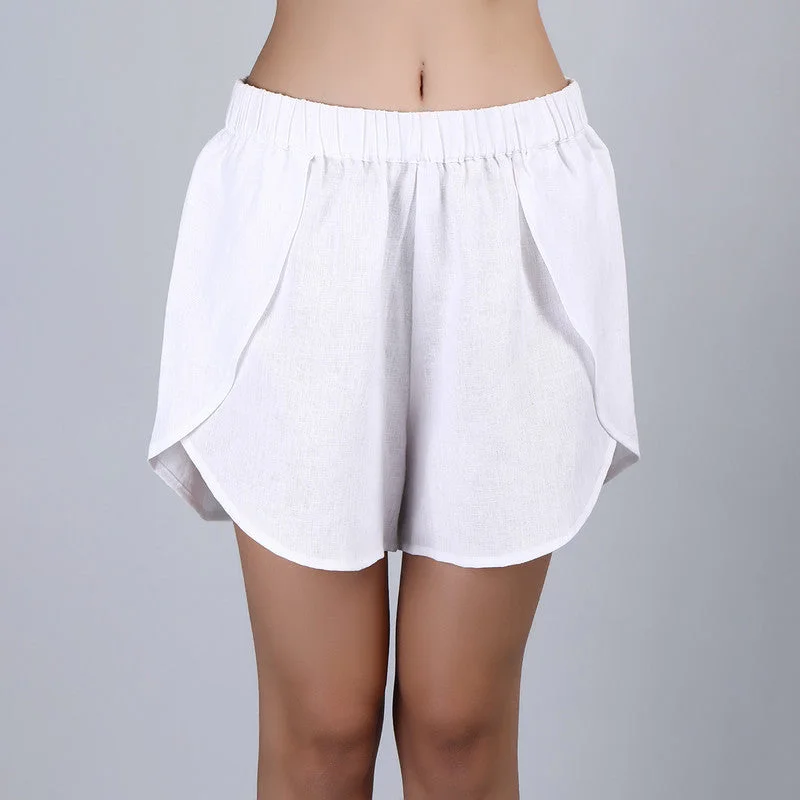 White Linen Shorts For Women | Layered Shorts