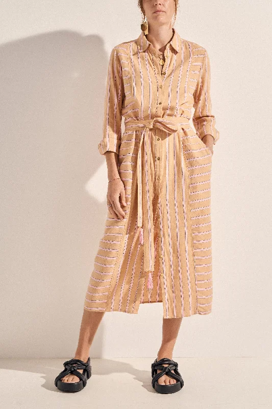 Ajax Camel Stripe Shirtdress