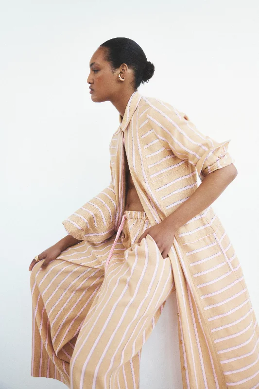 Ajax Camel Stripe Shirtdress