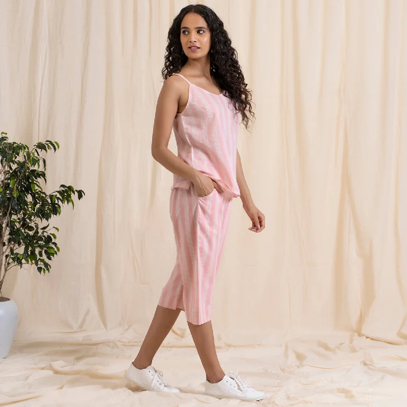 Cotton Co Ord Set for Women | Top & Culottes | Pink