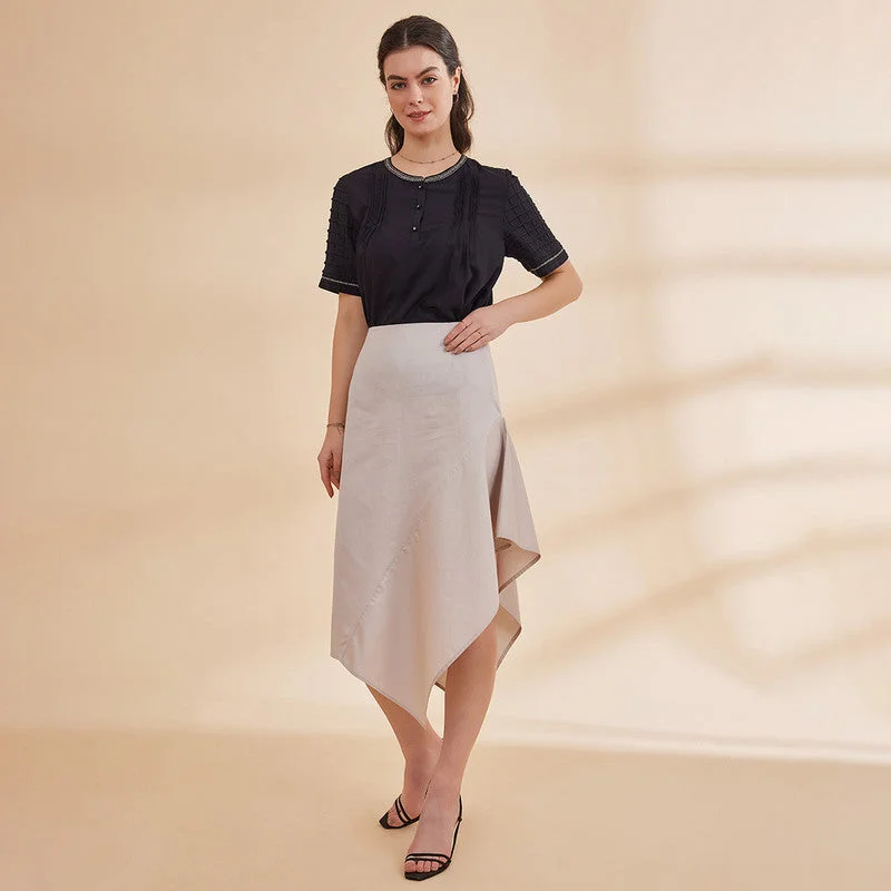 Organic Cotton Asymmetrical Skirt | Grey | Back Closure