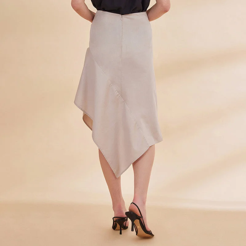 Organic Cotton Asymmetrical Skirt | Grey | Back Closure