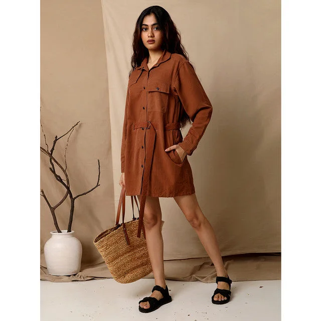 Tencel Shirt Dress | Brown