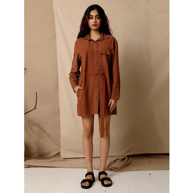 Tencel Shirt Dress | Brown