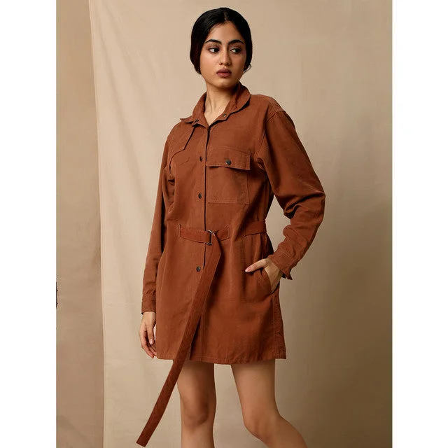 Tencel Shirt Dress | Brown