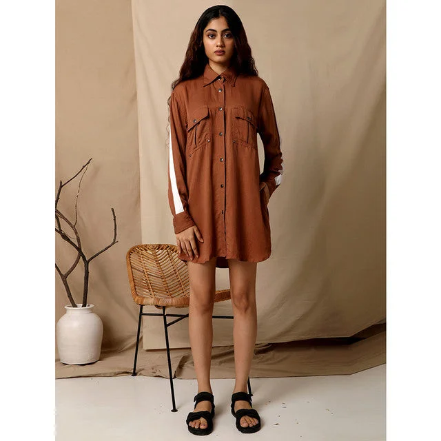 Tencel Shirt Dress | Brown