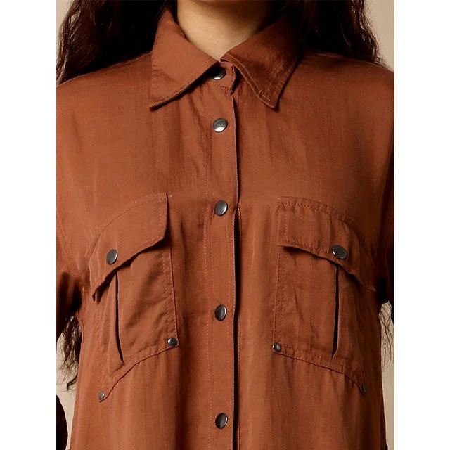 Tencel Shirt Dress | Brown