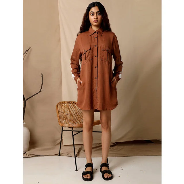 Tencel Shirt Dress | Brown