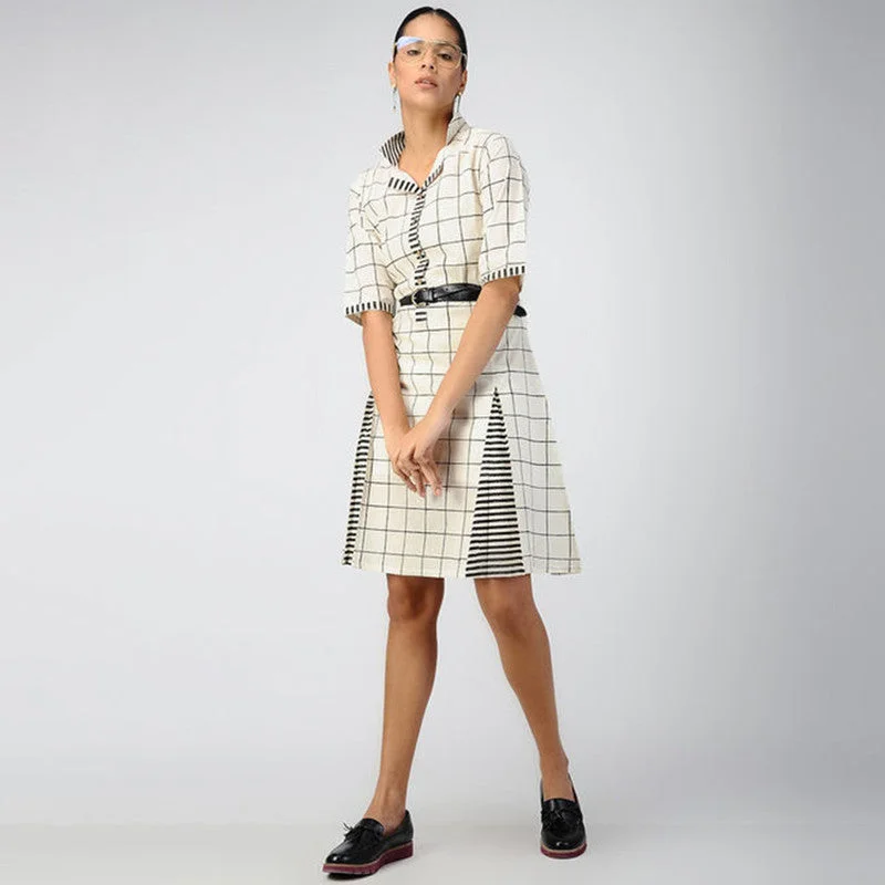 Cotton Checkered Dress | Black & White