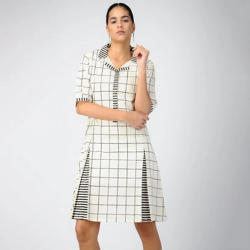 Cotton Checkered Dress | Black & White