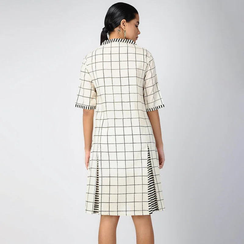 Cotton Checkered Dress | Black & White