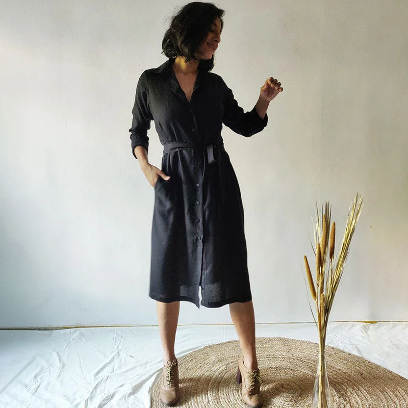 Cotton Shirt Dress | Black