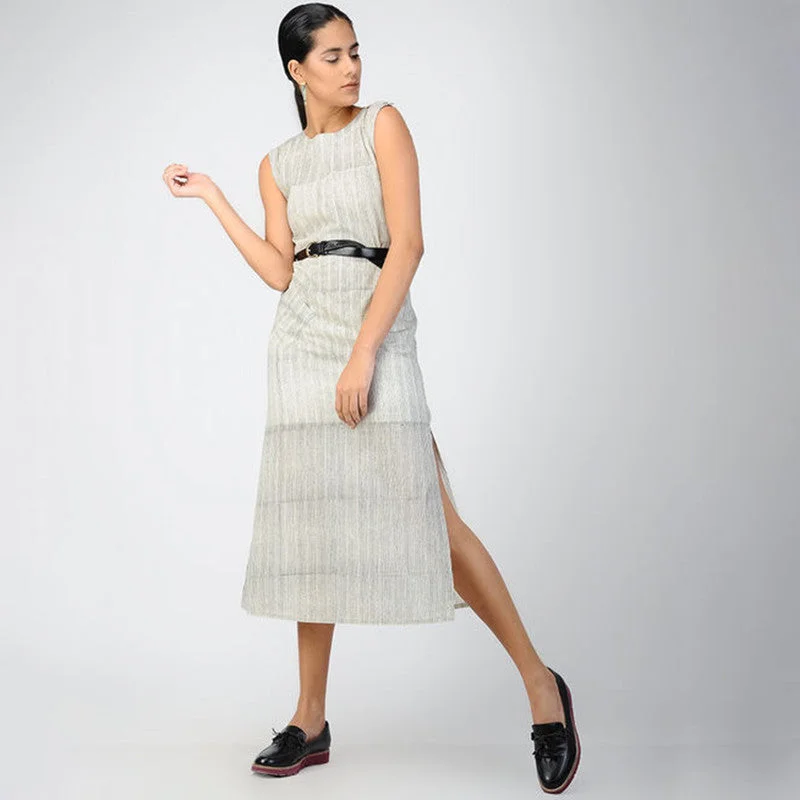 Cotton Slit Dress | Grey