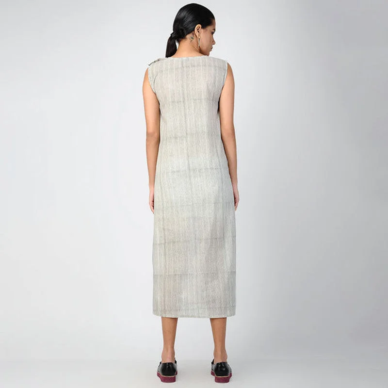 Cotton Slit Dress | Grey