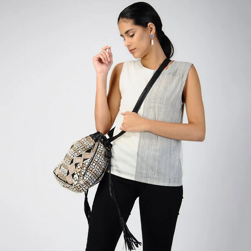 Cotton Striped Top | White & Grey