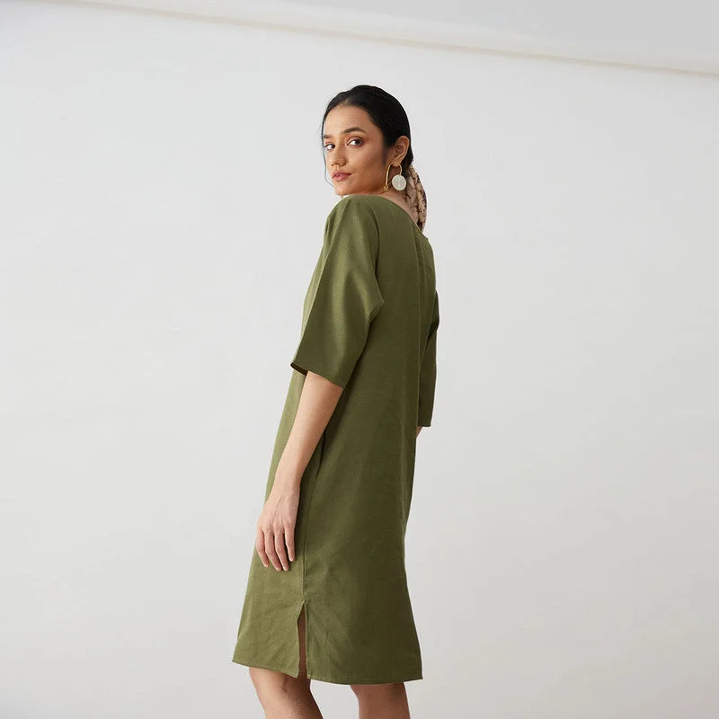 Cotton Tencel Dress | Olive Green