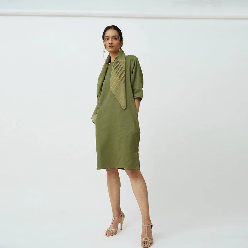 Cotton Tencel Dress | Olive Green