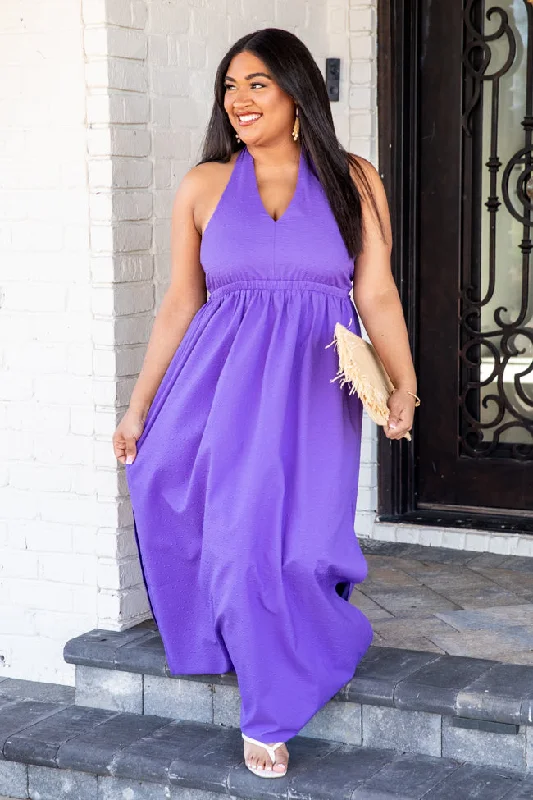 Embrace The Moment Electric Purple Halter Maxi Dress FINAL SALE