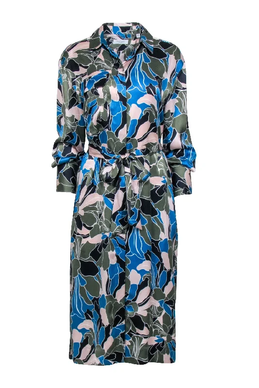 Equipment - Green, Blue, & Blush Print Shirt Dress Sz S