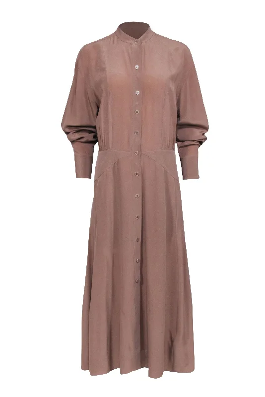 Equipment - Dark Beige Silk Shirtdress Sz 6