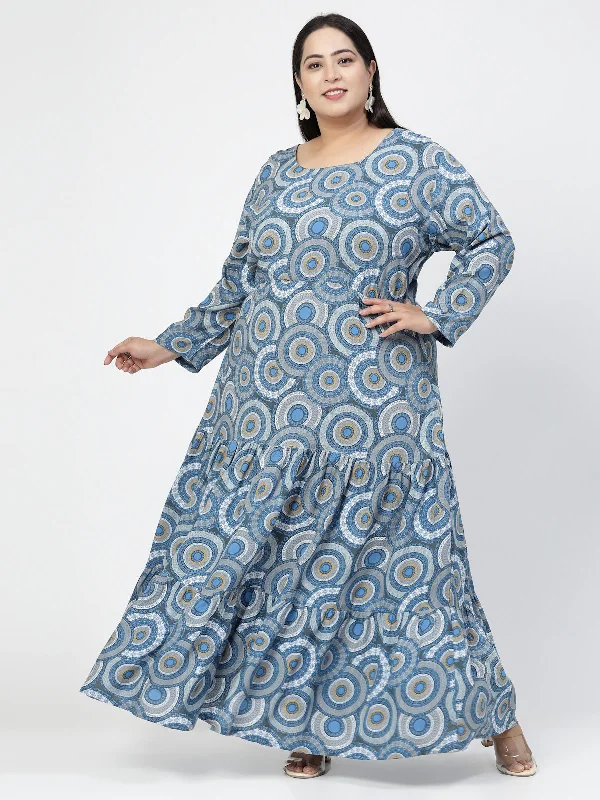 Ethnic Motifs Printed Round Neck Maxi Dress