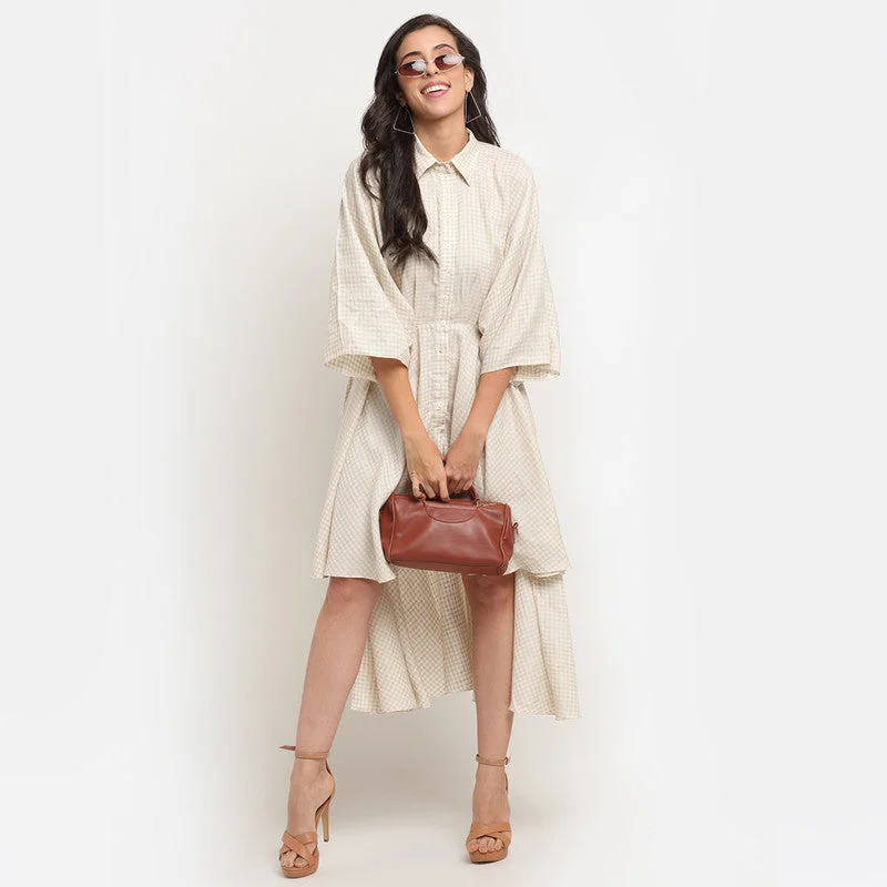 Tencel Asymmetric Shirt Dress | Off White