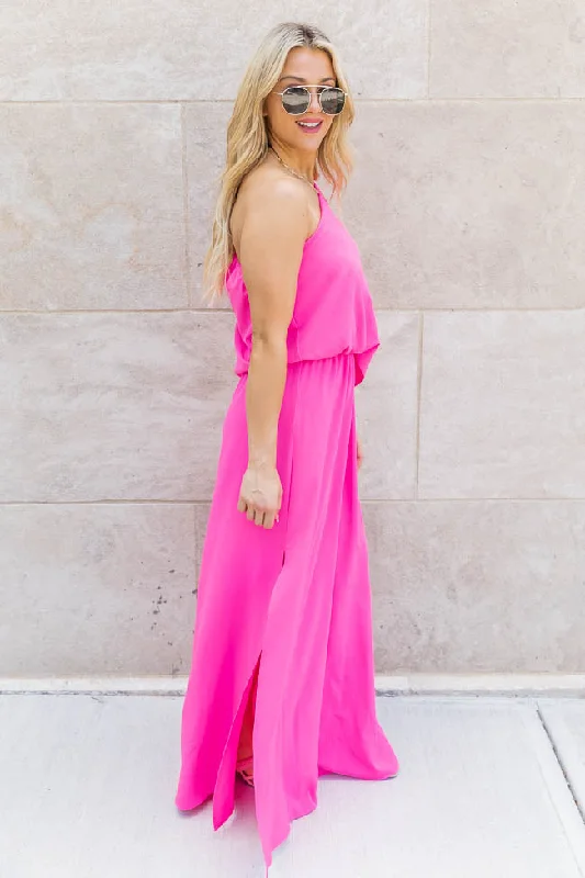 Found My Forever Pink One Shoulder Maxi Dress FINAL SALE