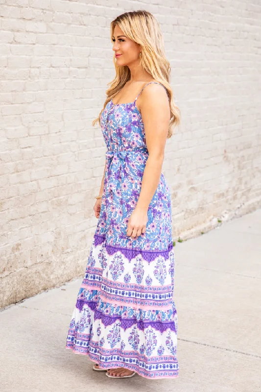 Gentle Breeze Purple Printed Maxi Dress FINAL SALE