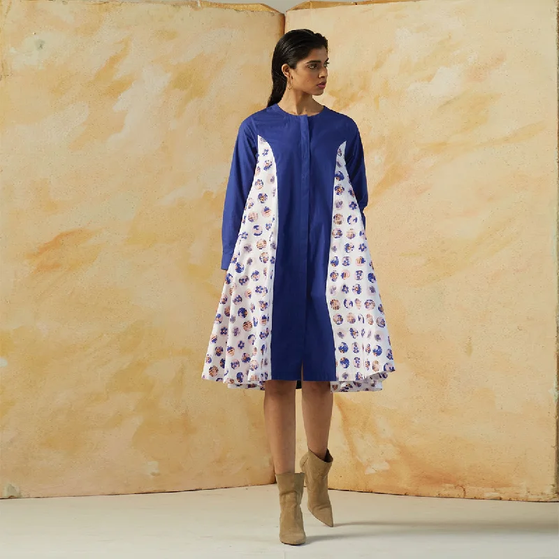 Handcrafted Cotton Shirt Dress | Blue