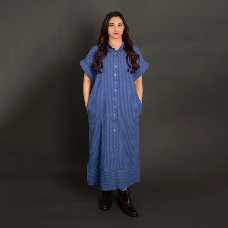 Cotton Kaftan Shirt Dress | Indigo