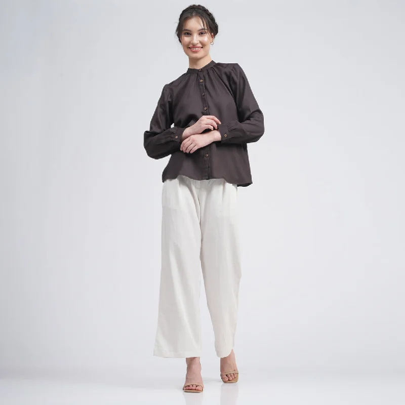 Linen Modal Co Ord Set for Women | Brown & Cream