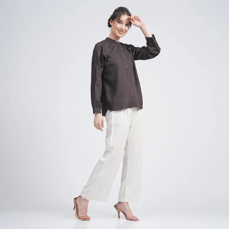 Linen Modal Co Ord Set for Women | Brown & Cream