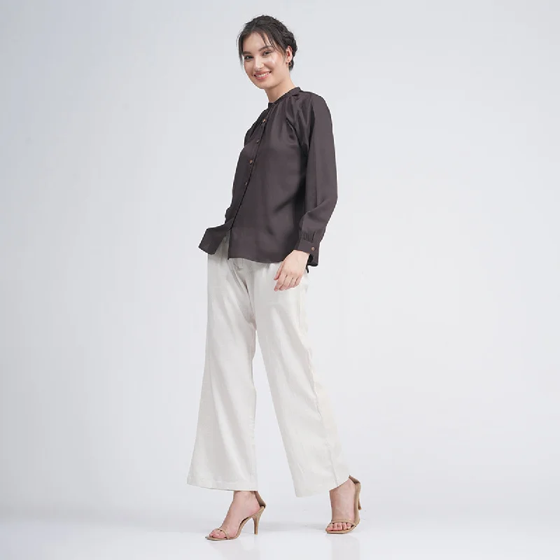 Linen Modal Co Ord Set for Women | Brown & Cream