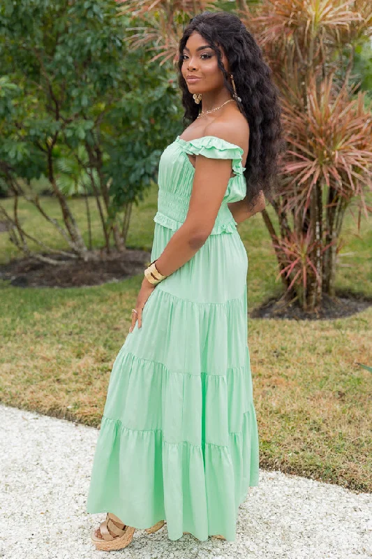 Living A Dream Green Woven Maxi Dress