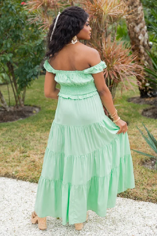 Living A Dream Green Woven Maxi Dress