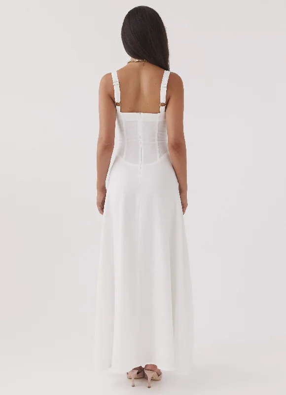 Lucie Linen Maxi Dress - White