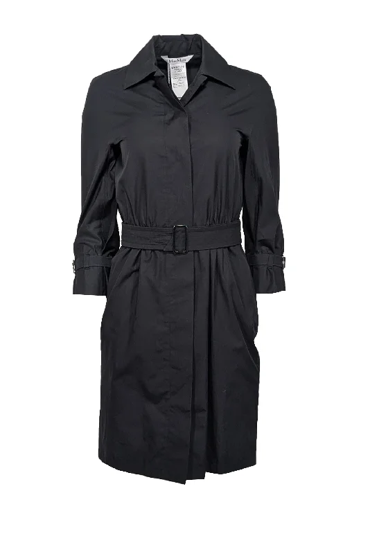 Max Mara - Black Cotton Belted Shirtdress Sz 6