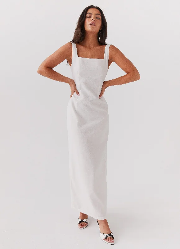 Melina Linen Maxi Dress - White