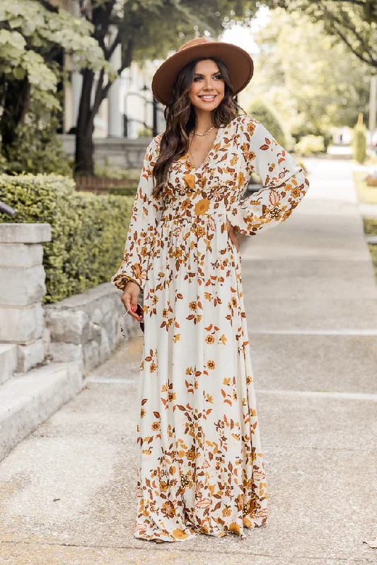 More Days Like This Brown Leaf Print Maxi Dress