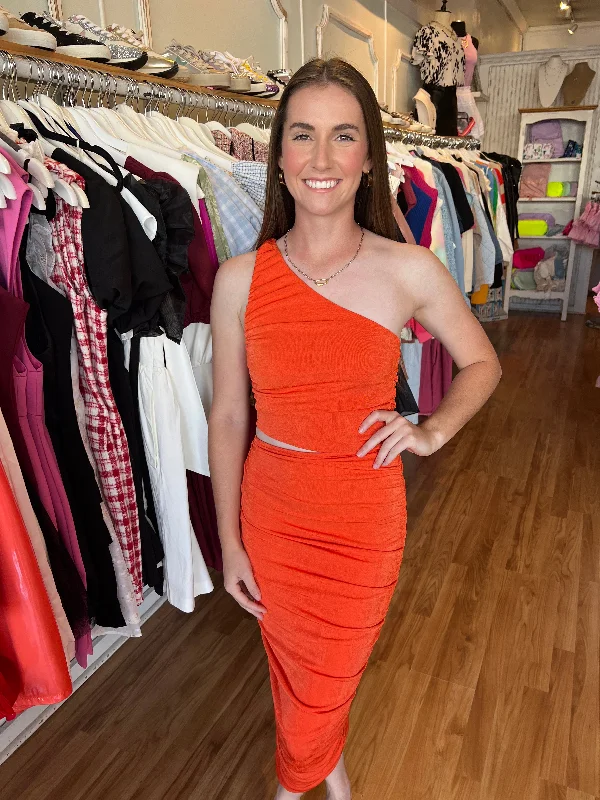 Orange Fitted Dress