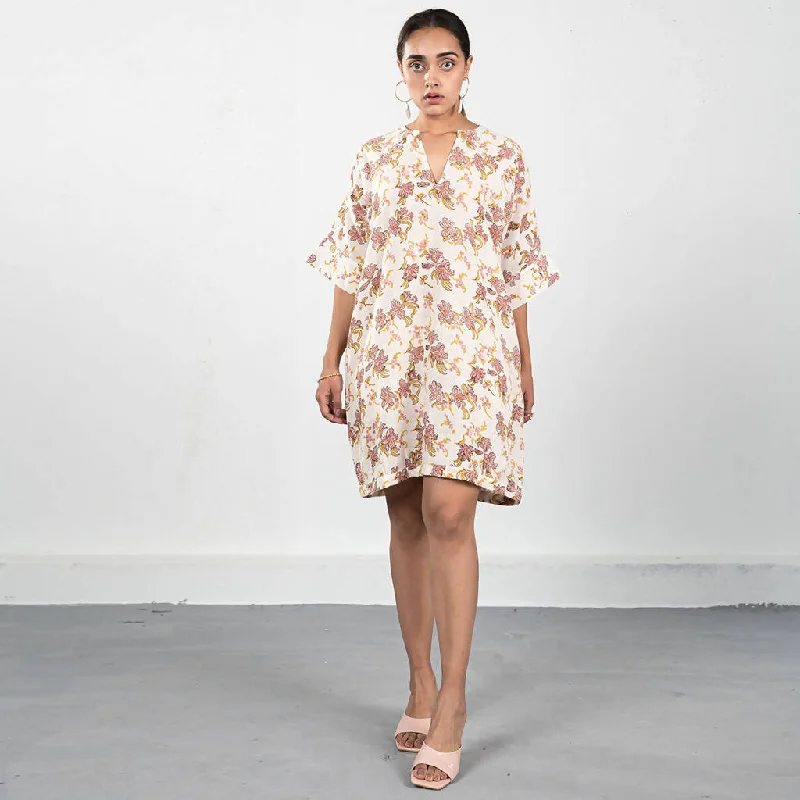 Organic Cotton Handblock Printed Shirt Dress |  Off White