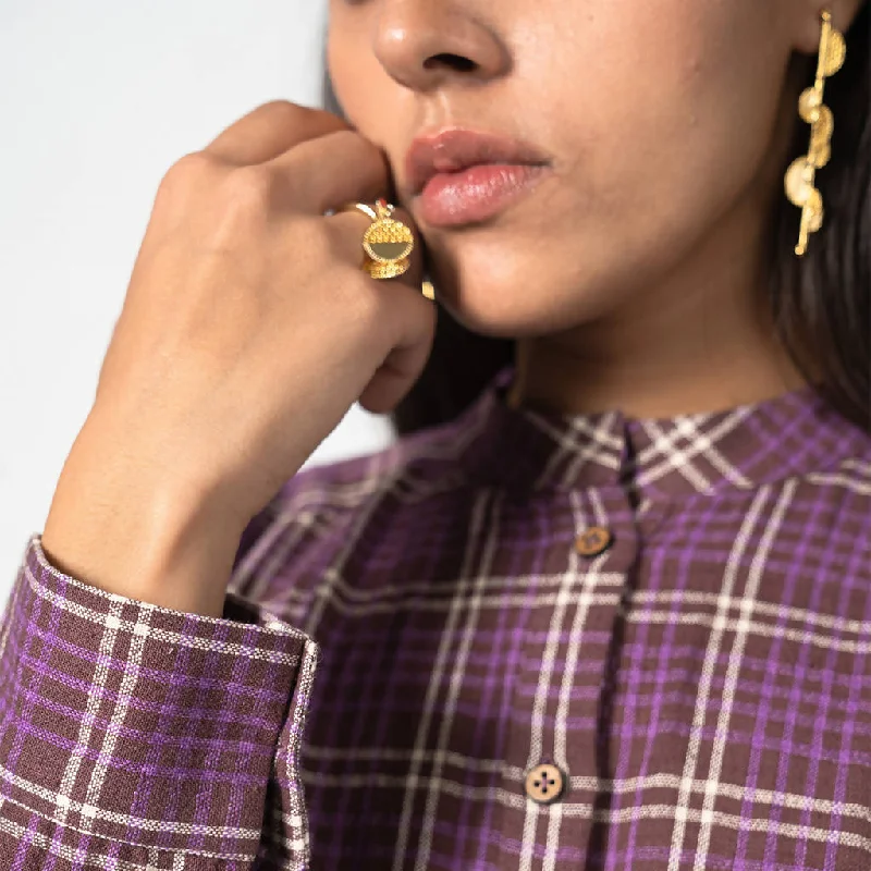 Organic Cotton Checked Shirt Dress | Purple