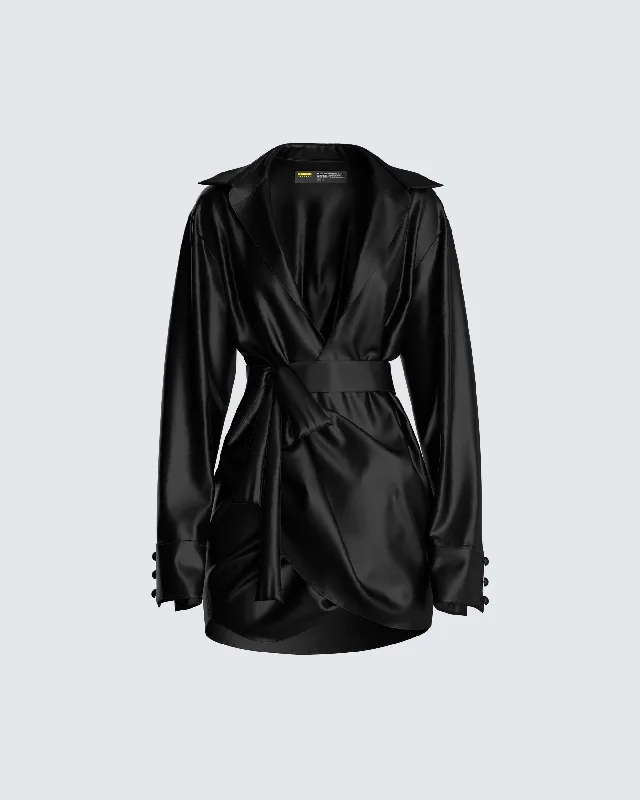 Remi Black Wrap Shirt Dress